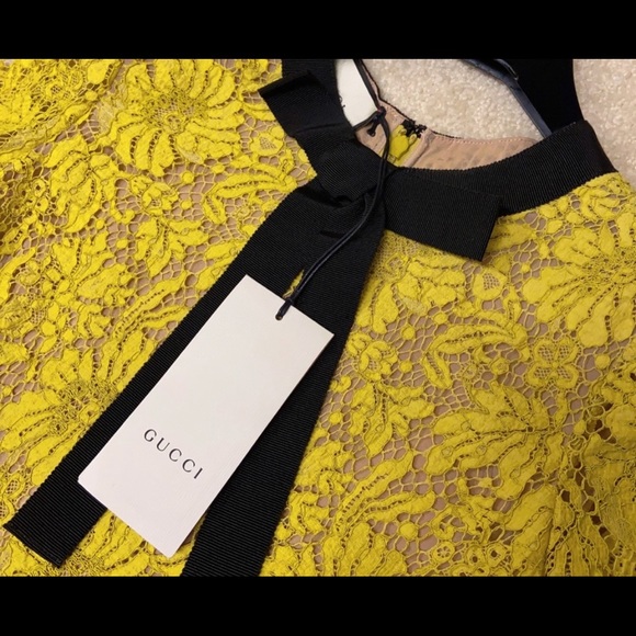 Gucci Yellow Lace Dress - Picture 2 of 6